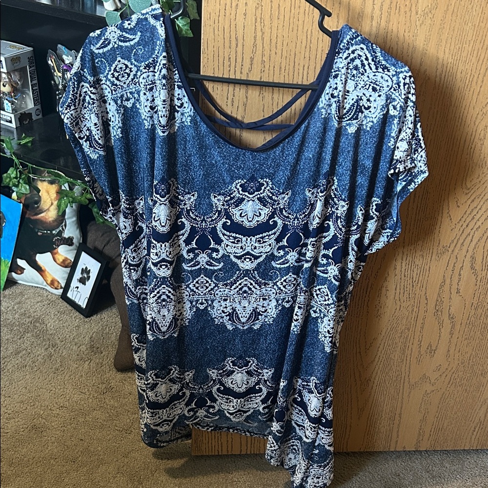 Westport Navy and White Patterned Blouse